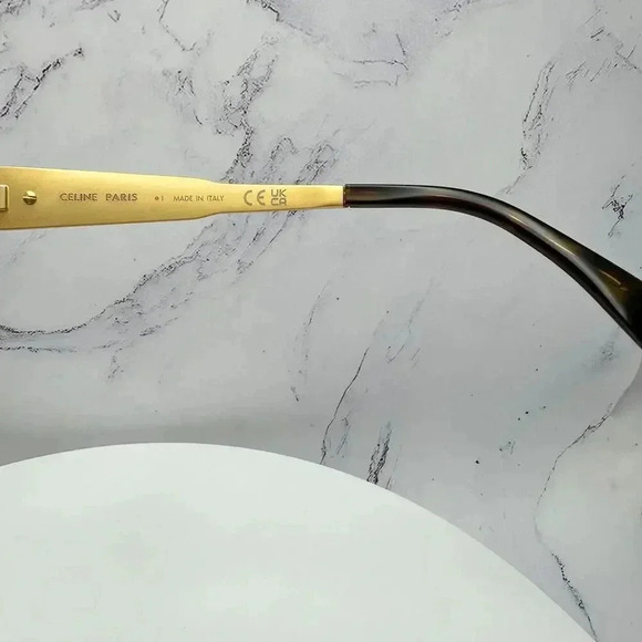 Celine Triomphe Gold Metal Hexagon Sunglasses 54mm Authentic CL40254U 30N - Picture 9 of 16